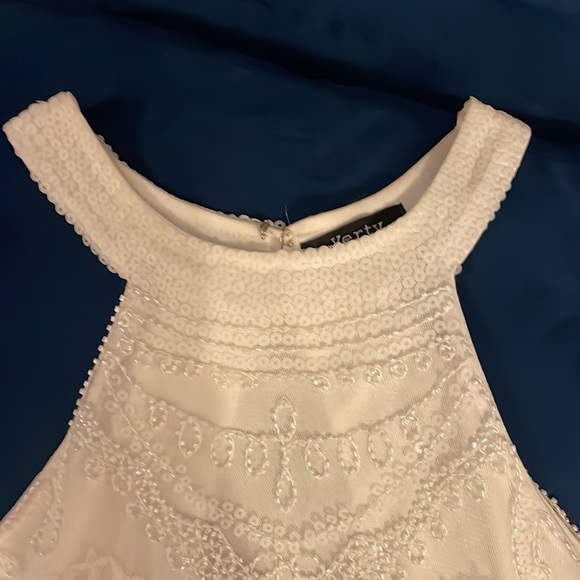 NWT White Beaded Fitted Dress with Fringe & Sequin Detail - Picture 9 of 11